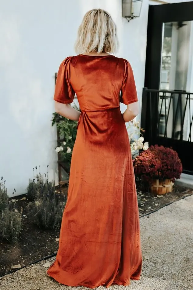 Baltic Born Maxi Dresses Meghan Velvet Wrap Maxi Dress Rust 8211 Women Baltic Born Maxi Dresses Meghan Velvet Wrap Maxi Dress Rust 8211 Women