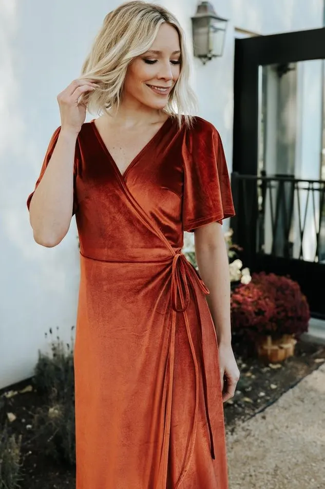 Baltic Born Maxi Dresses Meghan Velvet Wrap Maxi Dress Rust 8211 Women Baltic Born Maxi Dresses Meghan Velvet Wrap Maxi Dress Rust 8211 Women