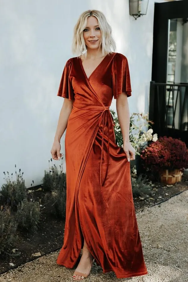 Baltic Born Maxi Dresses Meghan Velvet Wrap Maxi Dress Rust 8211 Women Baltic Born Maxi Dresses Meghan Velvet Wrap Maxi Dress Rust 8211 Women