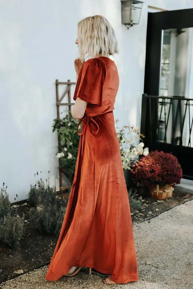 Baltic Born Maxi Dresses Meghan Velvet Wrap Maxi Dress Rust 8211 Women Baltic Born Maxi Dresses Meghan Velvet Wrap Maxi Dress Rust 8211 Women