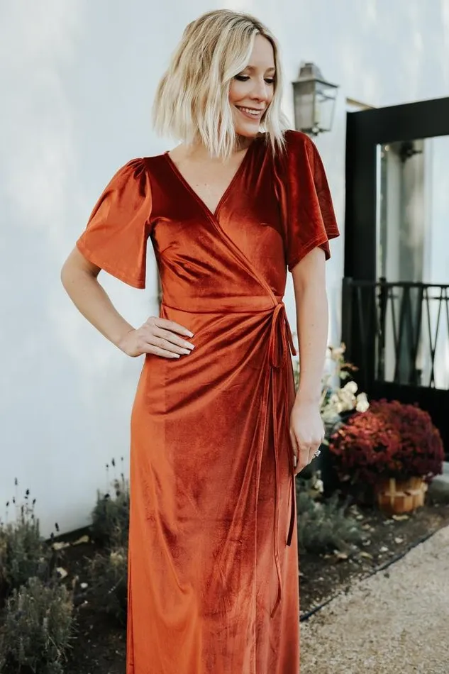 Baltic Born Maxi Dresses Meghan Velvet Wrap Maxi Dress Rust 8211 Women Baltic Born Maxi Dresses Meghan Velvet Wrap Maxi Dress Rust 8211 Women