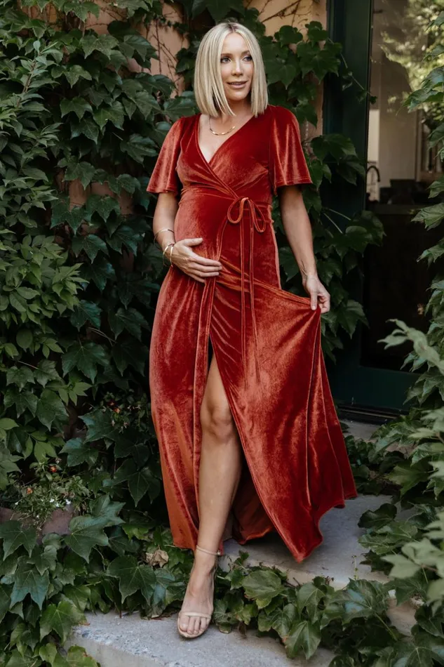 Baltic Born Maxi Dresses Meghan Velvet Wrap Maxi Dress Rust 8211 Women Baltic Born Maxi Dresses Meghan Velvet Wrap Maxi Dress Rust 8211 Women