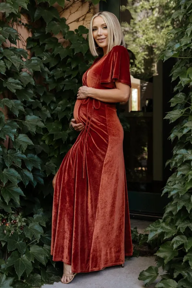 Baltic Born Maxi Dresses Meghan Velvet Wrap Maxi Dress Rust 8211 Women Baltic Born Maxi Dresses Meghan Velvet Wrap Maxi Dress Rust 8211 Women