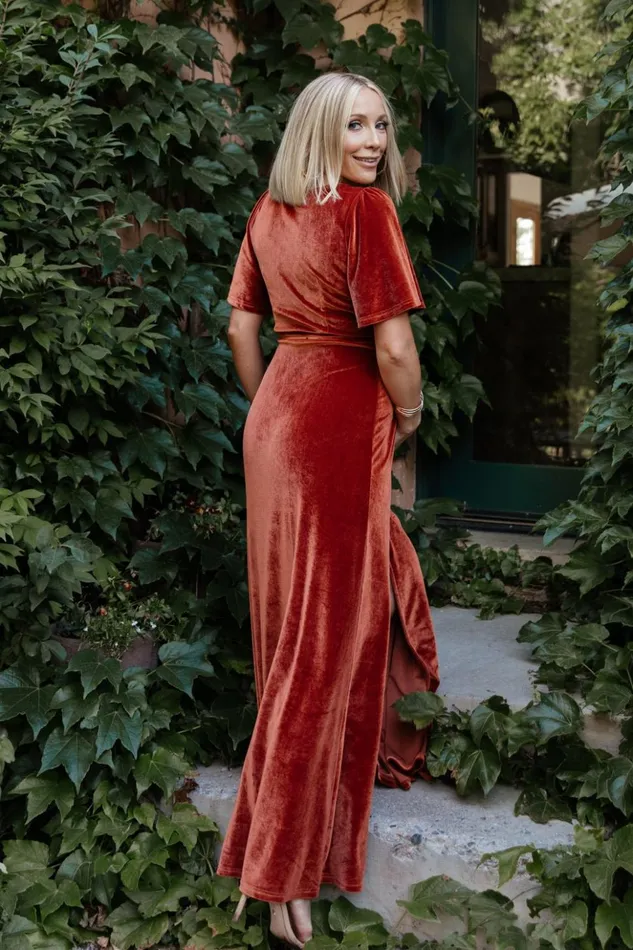 Baltic Born Maxi Dresses Meghan Velvet Wrap Maxi Dress Rust 8211 Women Baltic Born Maxi Dresses Meghan Velvet Wrap Maxi Dress Rust 8211 Women