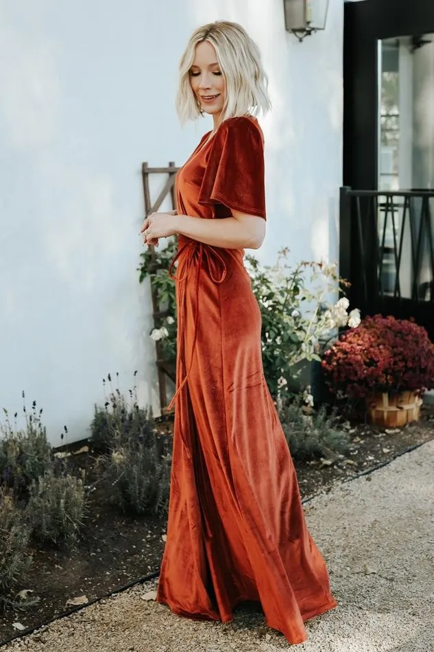 Baltic Born Maxi Dresses Meghan Velvet Wrap Maxi Dress Rust 8211 Women Baltic Born Maxi Dresses Meghan Velvet Wrap Maxi Dress Rust 8211 Women