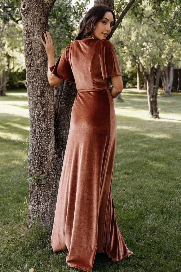 Baltic Born Maxi Dresses Meghan Velvet Wrap Maxi Dress Spice 8211 Women Baltic Born Maxi Dresses Meghan Velvet Wrap Maxi Dress Spice 8211 Women