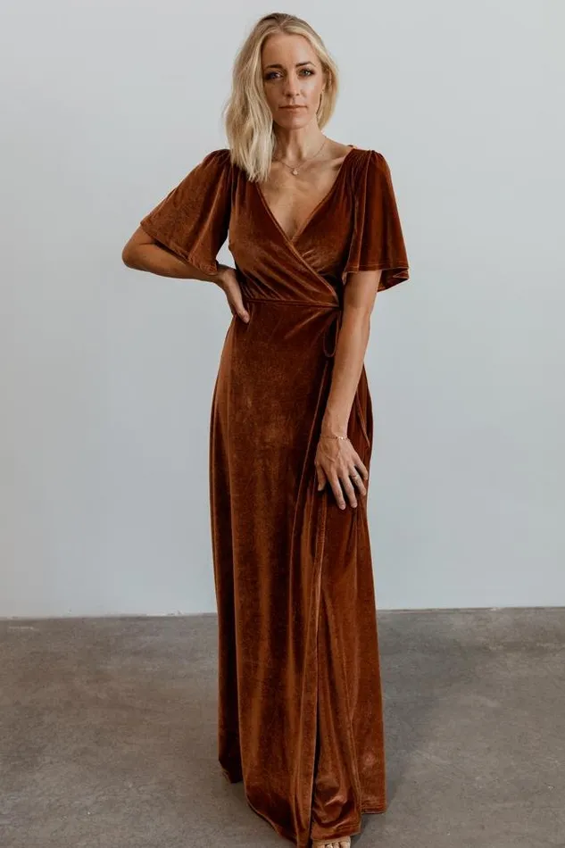 Baltic Born Maxi Dresses Meghan Velvet Wrap Maxi Dress Spice 8211 Women Baltic Born Maxi Dresses Meghan Velvet Wrap Maxi Dress Spice 8211 Women