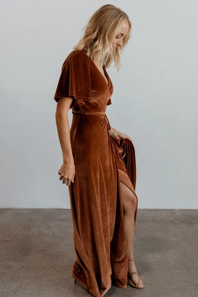 Baltic Born Maxi Dresses Meghan Velvet Wrap Maxi Dress Spice 8211 Women Baltic Born Maxi Dresses Meghan Velvet Wrap Maxi Dress Spice 8211 Women