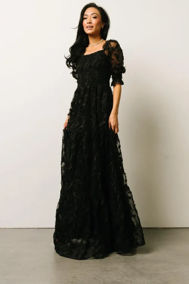 Baltic Born Maxi Dresses Paloma Smocked Feather Maxi Dress Black 8211 Women Baltic Born Maxi Dresses Paloma Smocked Feather Maxi Dress Black 8211 Women