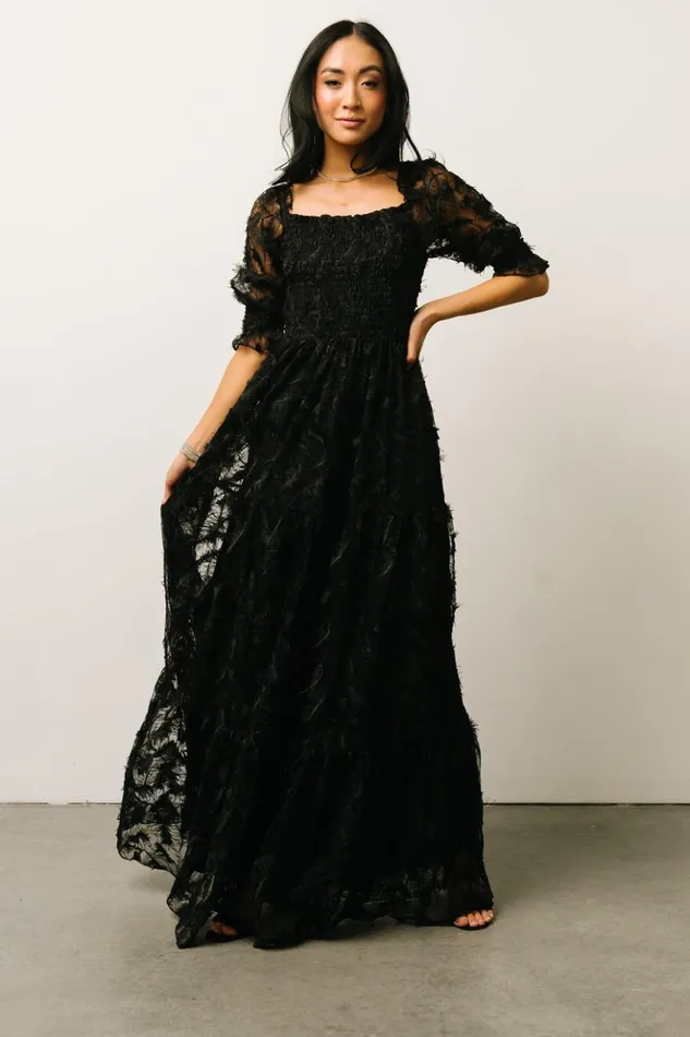 Baltic Born Maxi Dresses Paloma Smocked Feather Maxi Dress Black 8211 Women Baltic Born Maxi Dresses Paloma Smocked Feather Maxi Dress Black 8211 Women