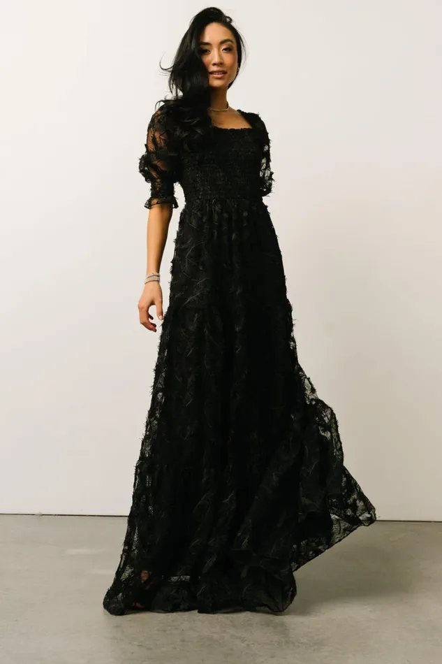 Baltic Born Maxi Dresses Paloma Smocked Feather Maxi Dress Black 8211 Women Baltic Born Maxi Dresses Paloma Smocked Feather Maxi Dress Black 8211 Women