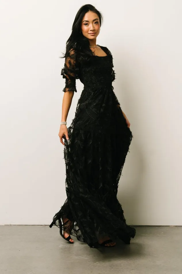 Baltic Born Maxi Dresses Paloma Smocked Feather Maxi Dress Black 8211 Women Baltic Born Maxi Dresses Paloma Smocked Feather Maxi Dress Black 8211 Women