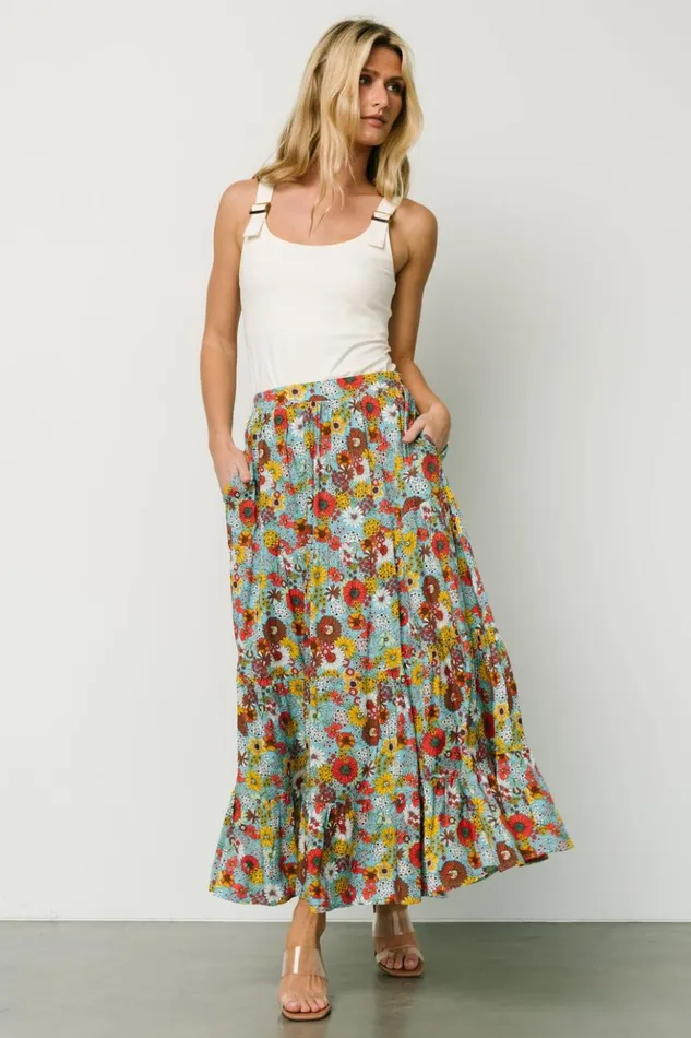 Baltic Born Maxi Dresses Reilly Maxi Skirt Teal Flower Print 8211 Women