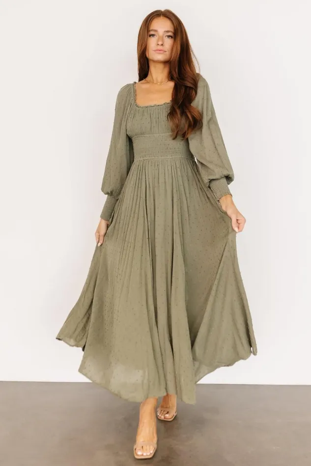 Baltic Born Maxi Dresses Renata Dot Maxi Dress Dusty Olive 8211 Women