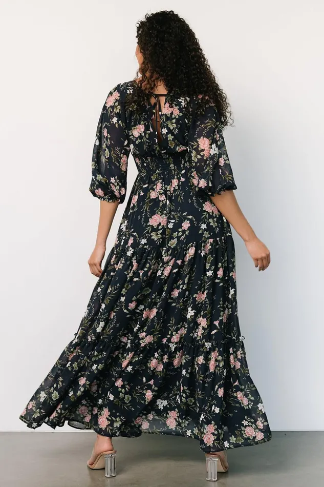 Baltic Born Maxi Dresses Sawyer Tiered Maxi Dress Navy Pink 8211 Women Baltic Born Maxi Dresses Sawyer Tiered Maxi Dress Navy Pink 8211 Women