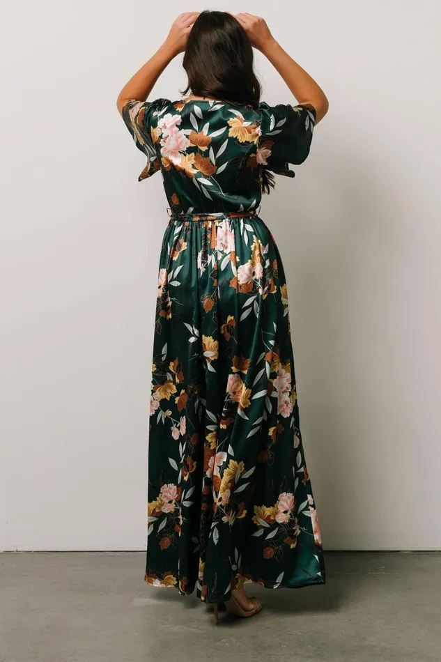 Baltic Born Maxi Dresses Sicily Satin Maxi Dress Dark Green Floral 8211 Women Baltic Born Maxi Dresses Sicily Satin Maxi Dress Dark Green Floral 8211 Women