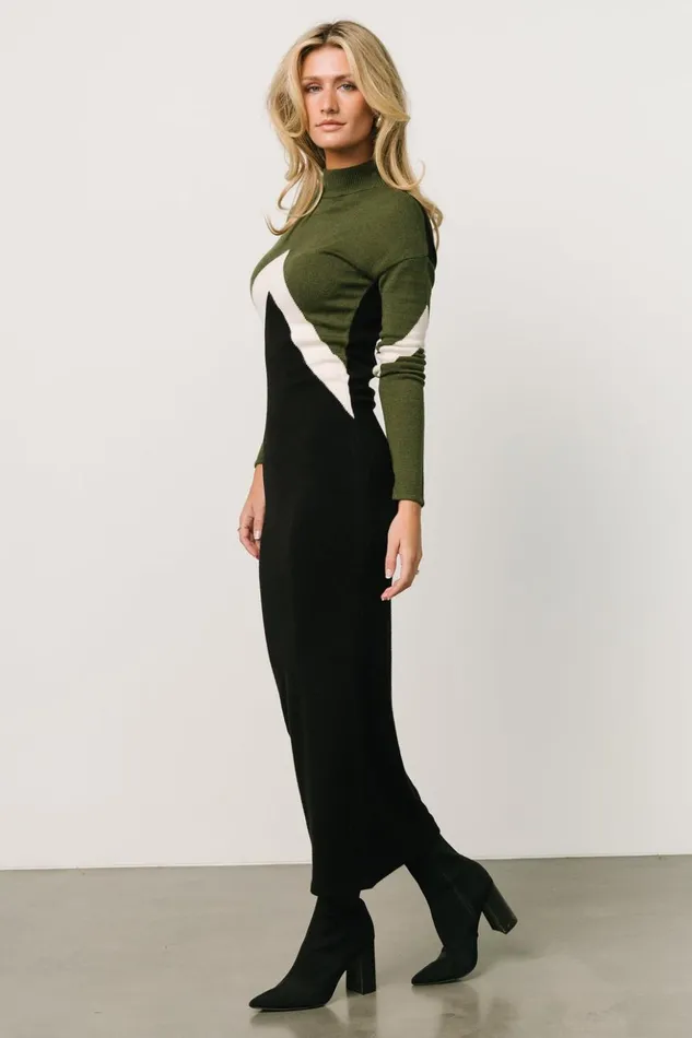 Baltic Born Maxi Dresses Squires Sweater Dress Olive Black 8211 Women Baltic Born Maxi Dresses Squires Sweater Dress Olive Black 8211 Women