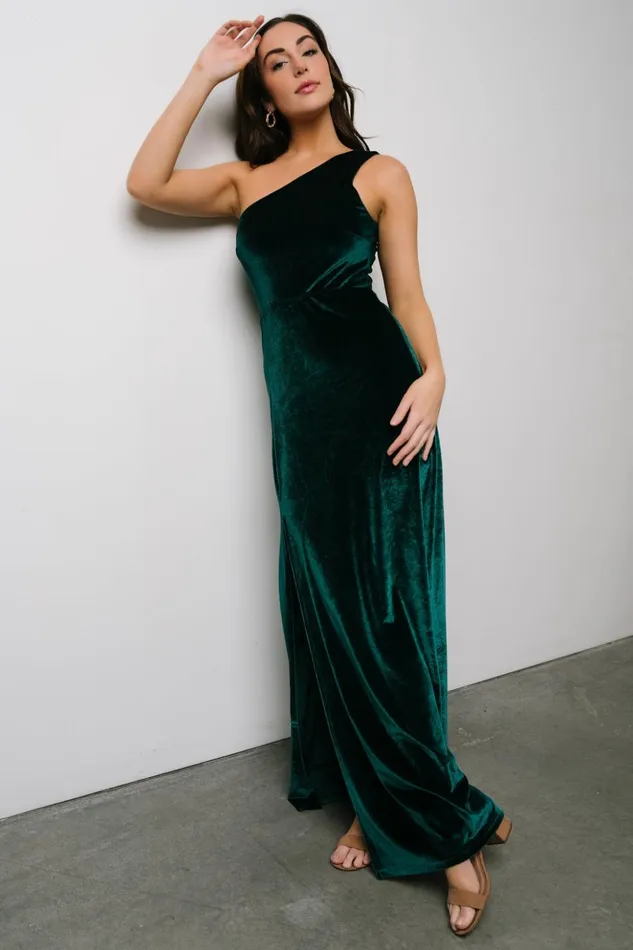 Baltic Born Maxi Dresses Tatiana Velvet One Shoulder Maxi Dress Emerald 8211 Women Baltic Born Maxi Dresses Tatiana Velvet One Shoulder Maxi Dress Emerald 8211 Women