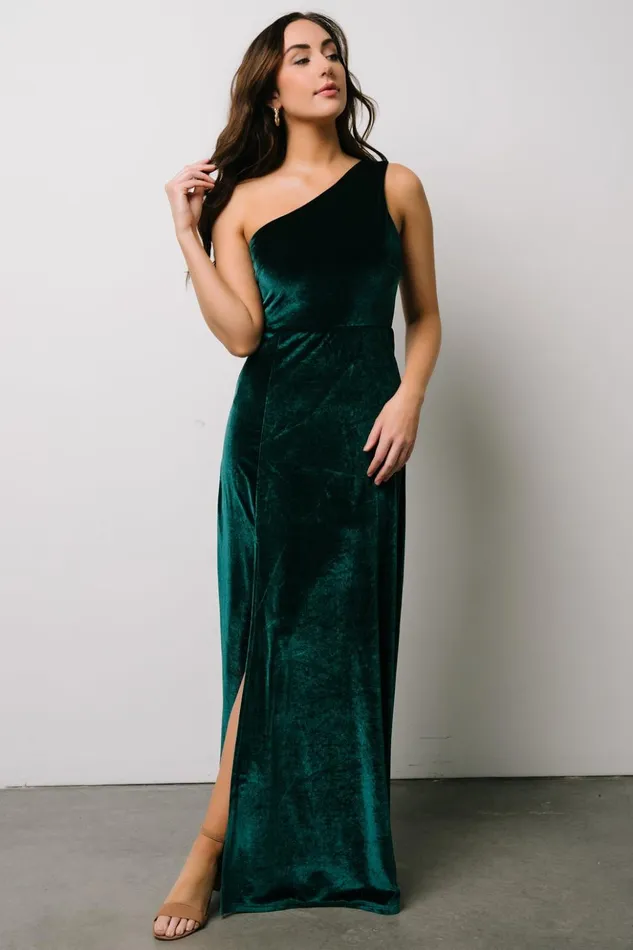 Baltic Born Maxi Dresses Tatiana Velvet One Shoulder Maxi Dress Emerald 8211 Women Baltic Born Maxi Dresses Tatiana Velvet One Shoulder Maxi Dress Emerald 8211 Women