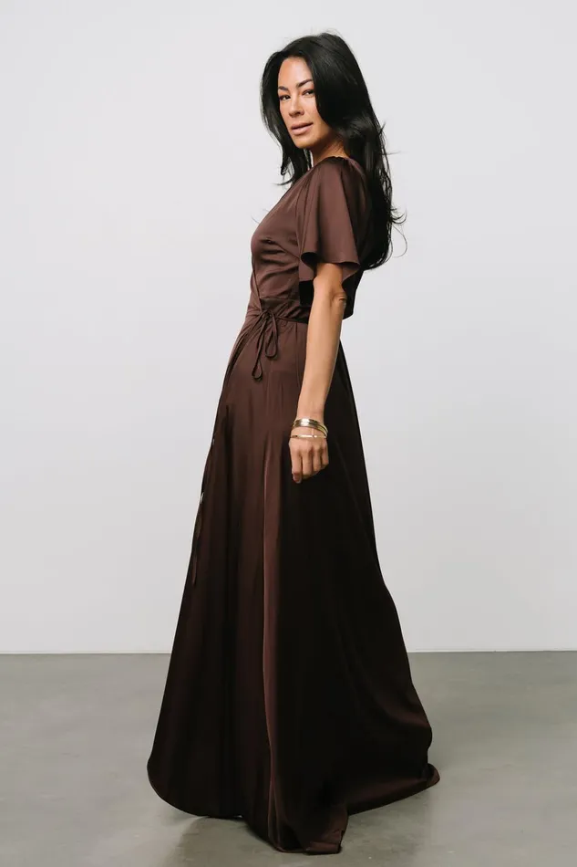 Baltic Born Maxi Dresses Vara Satin Maxi Wrap Dress Espresso 8211 Women Baltic Born Maxi Dresses Vara Satin Maxi Wrap Dress Espresso 8211 Women