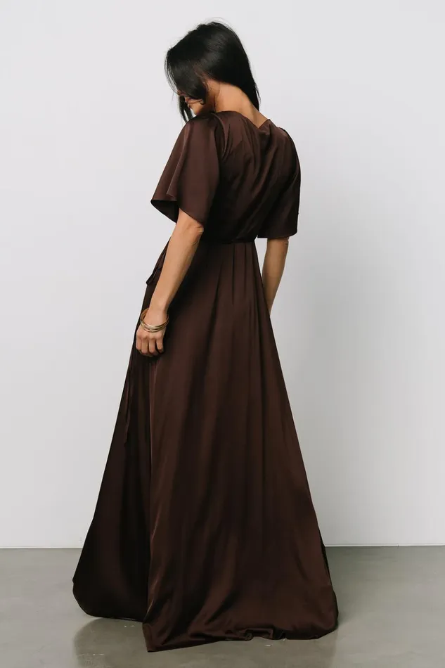 Baltic Born Maxi Dresses Vara Satin Maxi Wrap Dress Espresso 8211 Women Baltic Born Maxi Dresses Vara Satin Maxi Wrap Dress Espresso 8211 Women