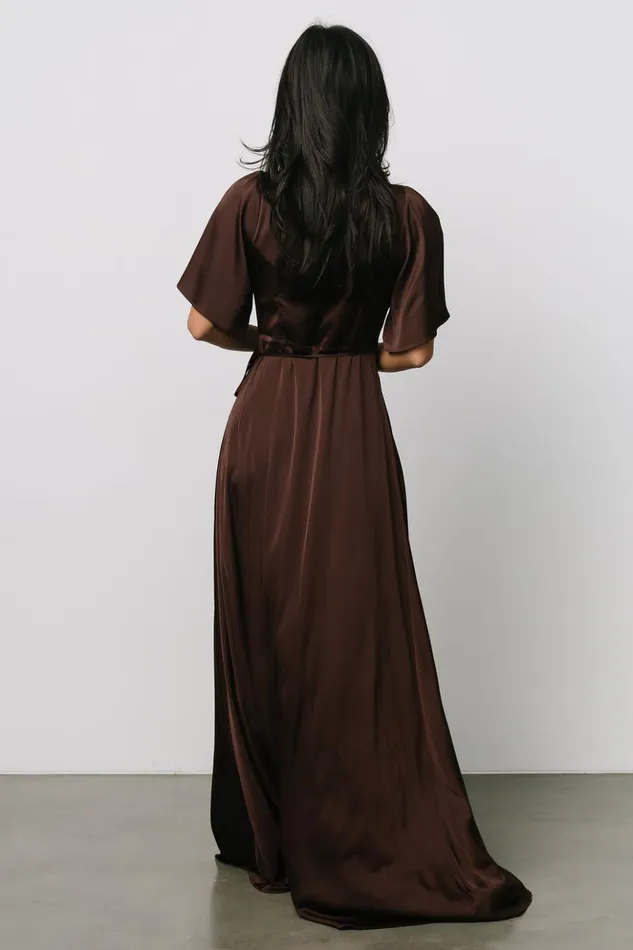 Baltic Born Maxi Dresses Vara Satin Maxi Wrap Dress Espresso 8211 Women Baltic Born Maxi Dresses Vara Satin Maxi Wrap Dress Espresso 8211 Women