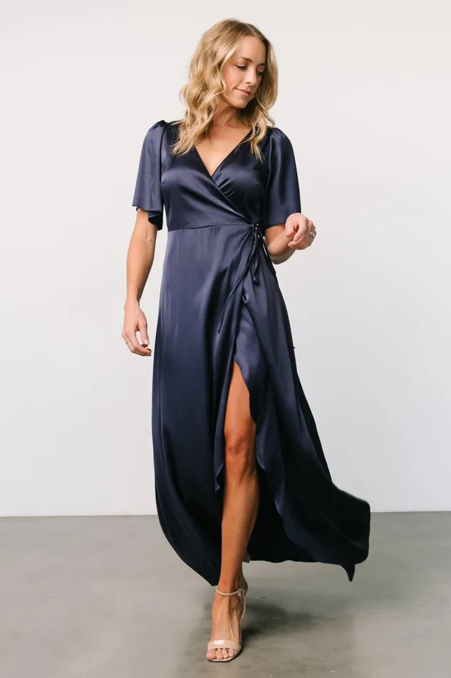 Baltic Born Maxi Dresses Vara Satin Maxi Wrap Dress Navy 8211 Women Baltic Born Maxi Dresses Vara Satin Maxi Wrap Dress Navy 8211 Women