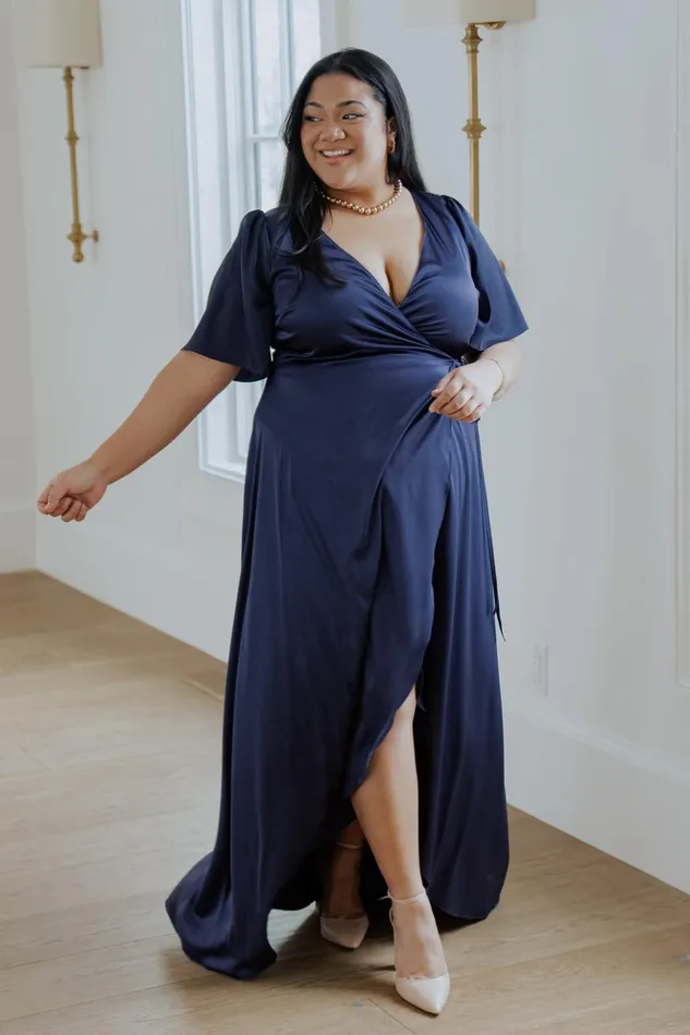 Baltic Born Maxi Dresses Vara Satin Maxi Wrap Dress Navy 8211 Women Baltic Born Maxi Dresses Vara Satin Maxi Wrap Dress Navy 8211 Women