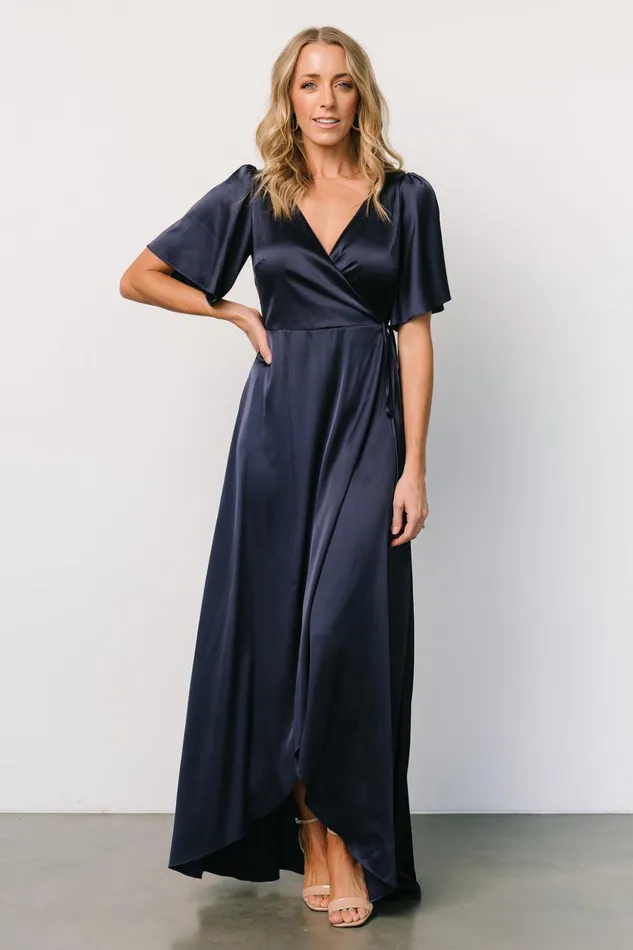 Baltic Born Maxi Dresses Vara Satin Maxi Wrap Dress Navy 8211 Women Baltic Born Maxi Dresses Vara Satin Maxi Wrap Dress Navy 8211 Women