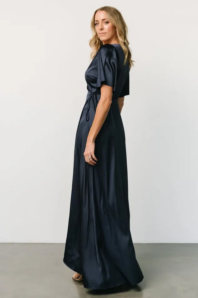 Baltic Born Maxi Dresses Vara Satin Maxi Wrap Dress Navy 8211 Women Baltic Born Maxi Dresses Vara Satin Maxi Wrap Dress Navy 8211 Women