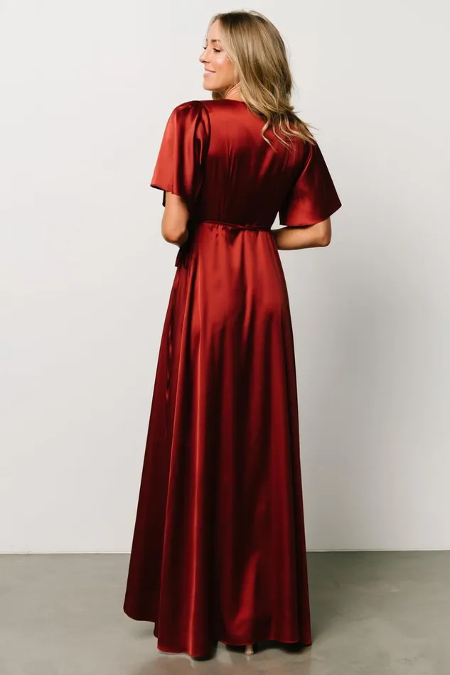 Baltic Born Maxi Dresses Vara Satin Maxi Wrap Dress Terracotta 8211 Women Baltic Born Maxi Dresses Vara Satin Maxi Wrap Dress Terracotta 8211 Women