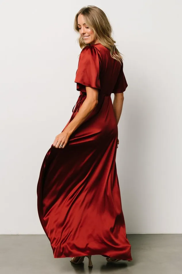 Baltic Born Maxi Dresses Vara Satin Maxi Wrap Dress Terracotta 8211 Women Baltic Born Maxi Dresses Vara Satin Maxi Wrap Dress Terracotta 8211 Women