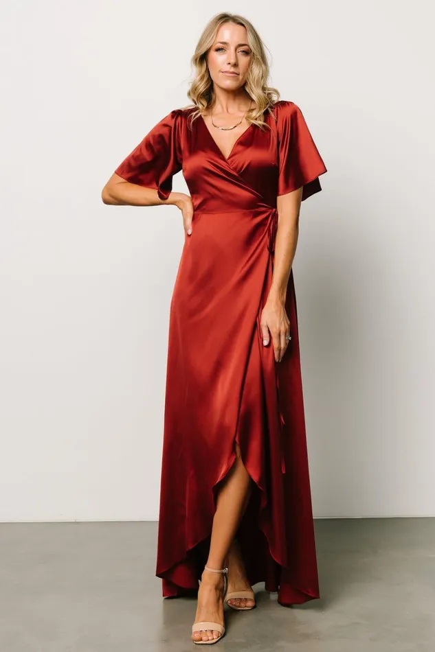 Baltic Born Maxi Dresses Vara Satin Maxi Wrap Dress Terracotta 8211 Women Baltic Born Maxi Dresses Vara Satin Maxi Wrap Dress Terracotta 8211 Women
