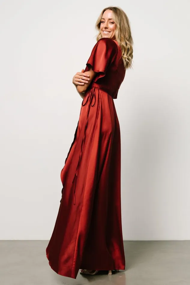 Baltic Born Maxi Dresses Vara Satin Maxi Wrap Dress Terracotta 8211 Women Baltic Born Maxi Dresses Vara Satin Maxi Wrap Dress Terracotta 8211 Women