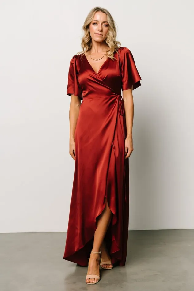 Baltic Born Maxi Dresses Vara Satin Maxi Wrap Dress Terracotta 8211 Women Baltic Born Maxi Dresses Vara Satin Maxi Wrap Dress Terracotta 8211 Women