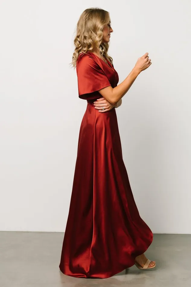 Baltic Born Maxi Dresses Vara Satin Maxi Wrap Dress Terracotta 8211 Women Baltic Born Maxi Dresses Vara Satin Maxi Wrap Dress Terracotta 8211 Women