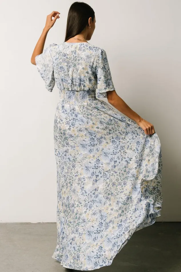 Baltic Born Maxi Dresses Verona Smocked Maxi Dress White Blue Print 8211 Women Baltic Born Maxi Dresses Verona Smocked Maxi Dress White Blue Print 8211 Women