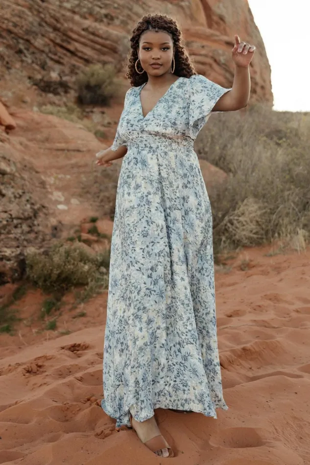 Baltic Born Maxi Dresses Verona Smocked Maxi Dress White Blue Print 8211 Women Baltic Born Maxi Dresses Verona Smocked Maxi Dress White Blue Print 8211 Women