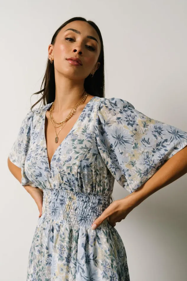 Baltic Born Maxi Dresses Verona Smocked Maxi Dress White Blue Print 8211 Women Baltic Born Maxi Dresses Verona Smocked Maxi Dress White Blue Print 8211 Women