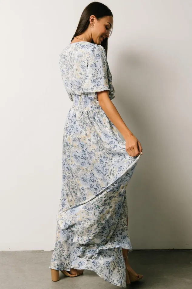 Baltic Born Maxi Dresses Verona Smocked Maxi Dress White Blue Print 8211 Women Baltic Born Maxi Dresses Verona Smocked Maxi Dress White Blue Print 8211 Women