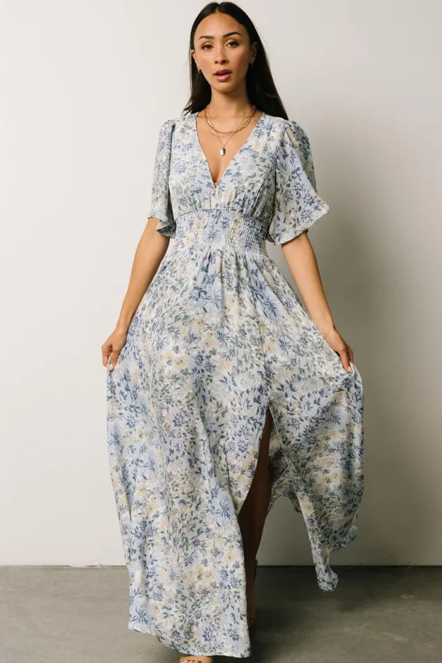 Baltic Born Maxi Dresses Verona Smocked Maxi Dress White Blue Print 8211 Women Baltic Born Maxi Dresses Verona Smocked Maxi Dress White Blue Print 8211 Women