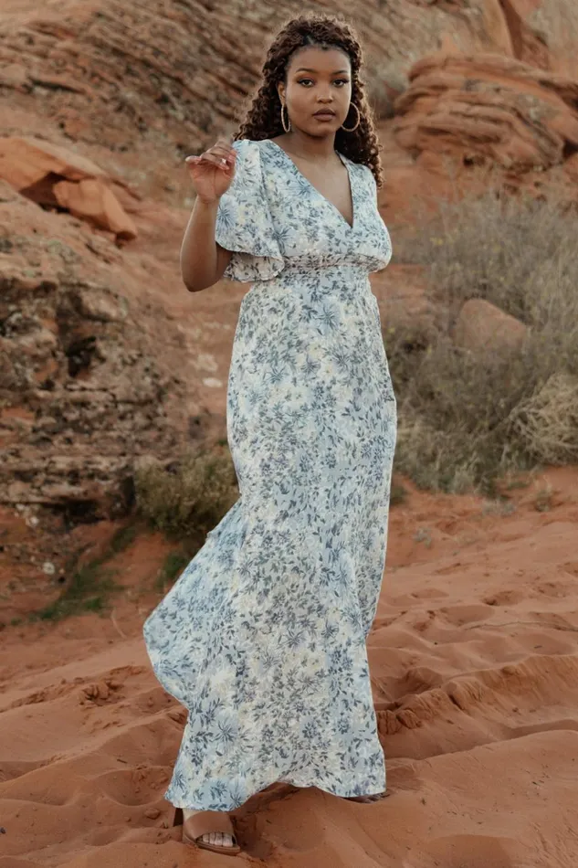 Baltic Born Maxi Dresses Verona Smocked Maxi Dress White Blue Print 8211 Women Baltic Born Maxi Dresses Verona Smocked Maxi Dress White Blue Print 8211 Women