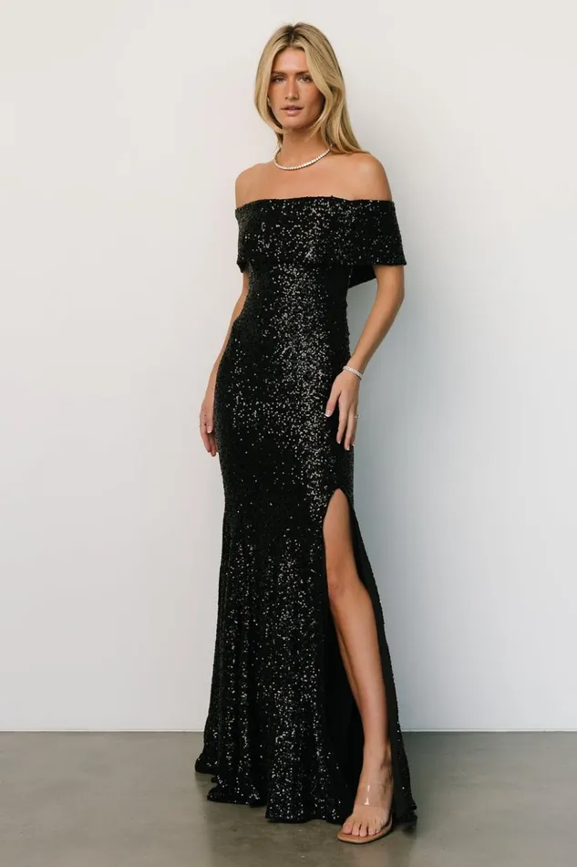 Baltic Born Maxi Dresses Yvonne Off Shoulder Sequin Gown Black 8211 Women Baltic Born Maxi Dresses Yvonne Off Shoulder Sequin Gown Black 8211 Women