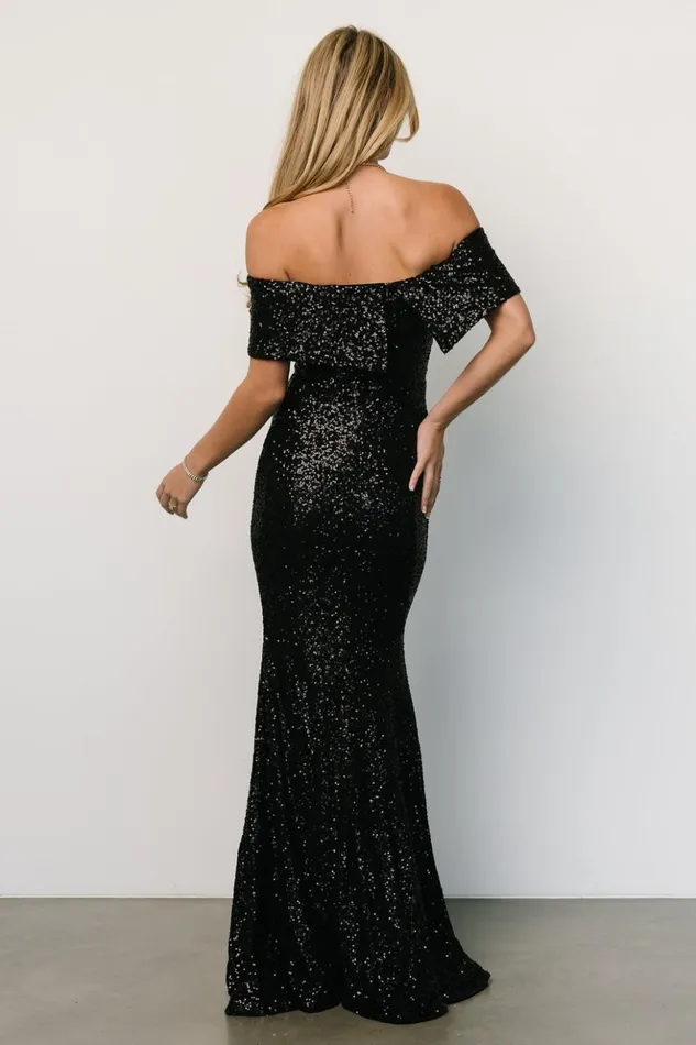 Baltic Born Maxi Dresses Yvonne Off Shoulder Sequin Gown Black 8211 Women Baltic Born Maxi Dresses Yvonne Off Shoulder Sequin Gown Black 8211 Women