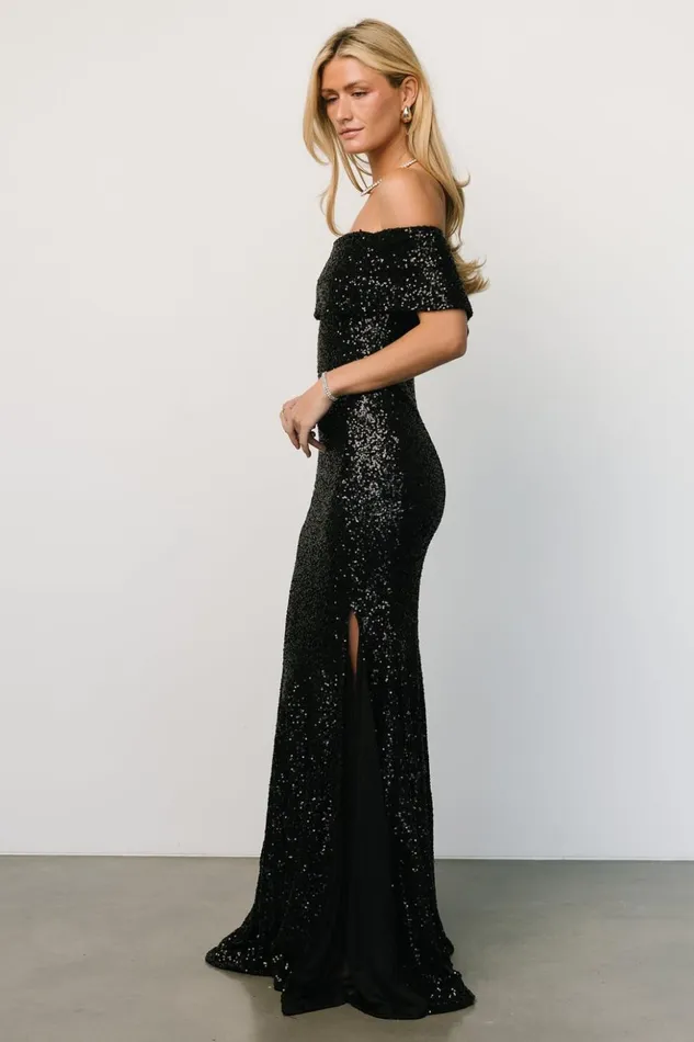 Baltic Born Maxi Dresses Yvonne Off Shoulder Sequin Gown Black 8211 Women Baltic Born Maxi Dresses Yvonne Off Shoulder Sequin Gown Black 8211 Women