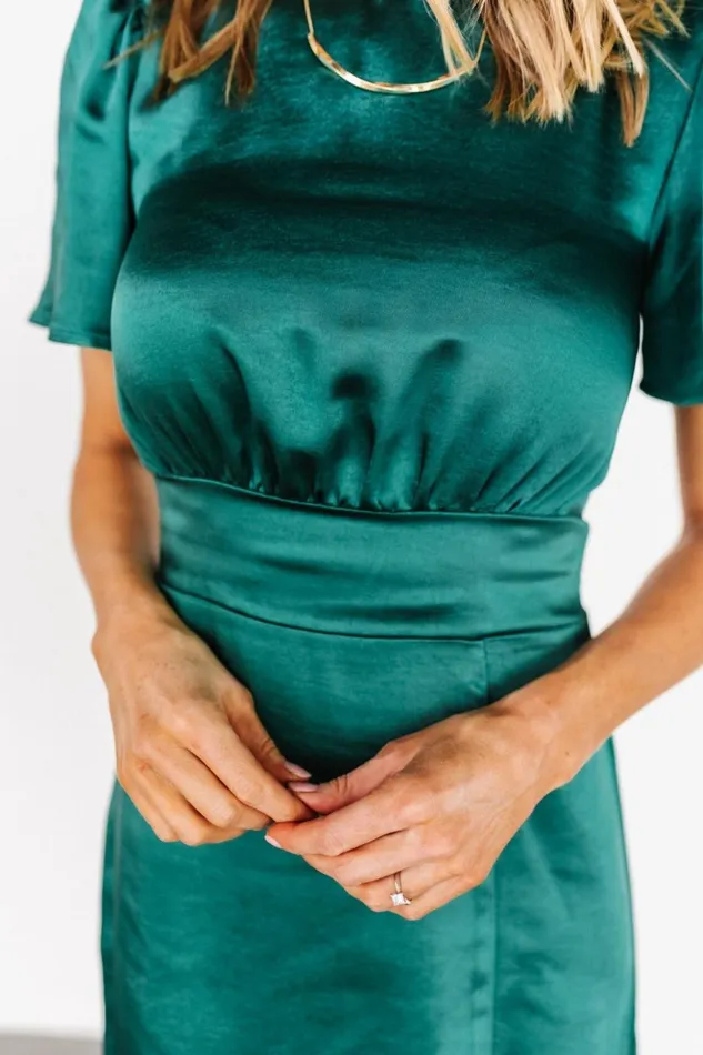 Baltic Born Midi Dresses Allie Satin Dress Emerald 8211 Women Baltic Born Midi Dresses Allie Satin Dress Emerald 8211 Women