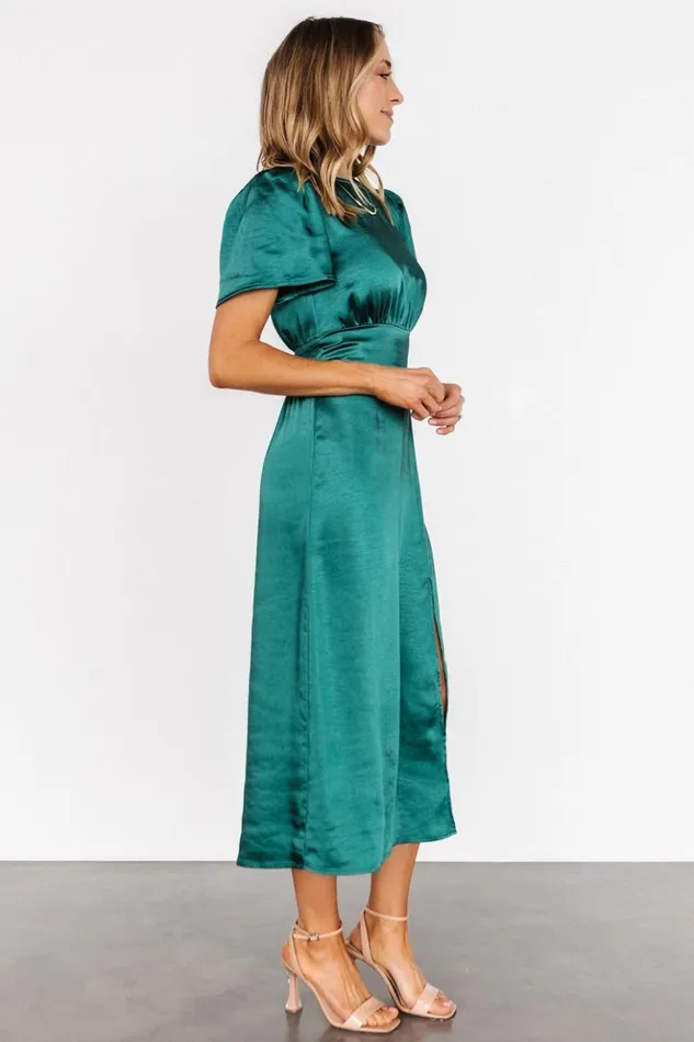 Baltic Born Midi Dresses Allie Satin Dress Emerald 8211 Women Baltic Born Midi Dresses Allie Satin Dress Emerald 8211 Women