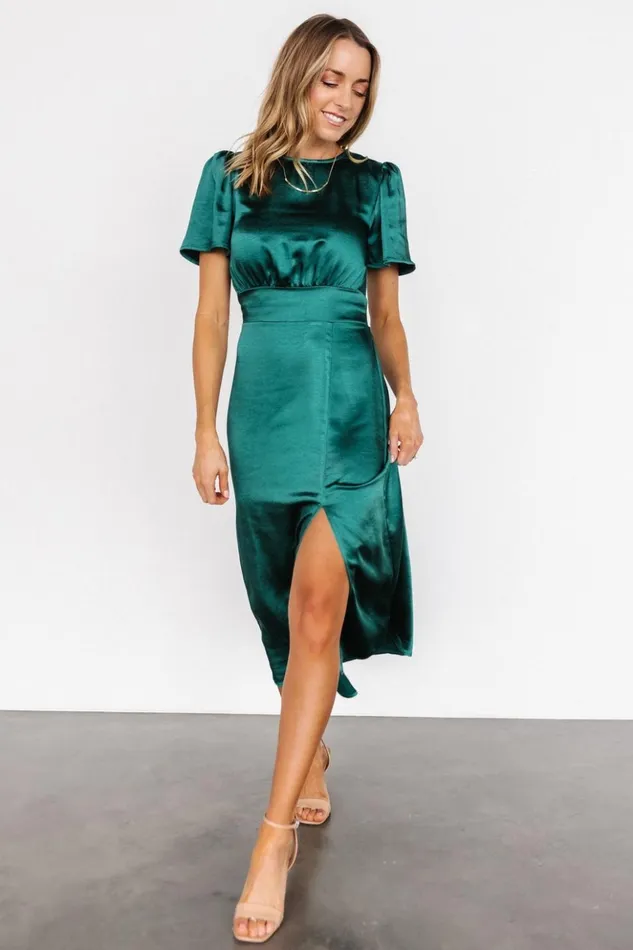 Baltic Born Midi Dresses Allie Satin Dress Emerald 8211 Women Baltic Born Midi Dresses Allie Satin Dress Emerald 8211 Women
