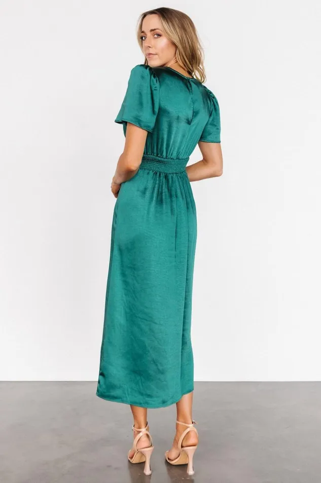 Baltic Born Midi Dresses Allie Satin Dress Emerald 8211 Women Baltic Born Midi Dresses Allie Satin Dress Emerald 8211 Women
