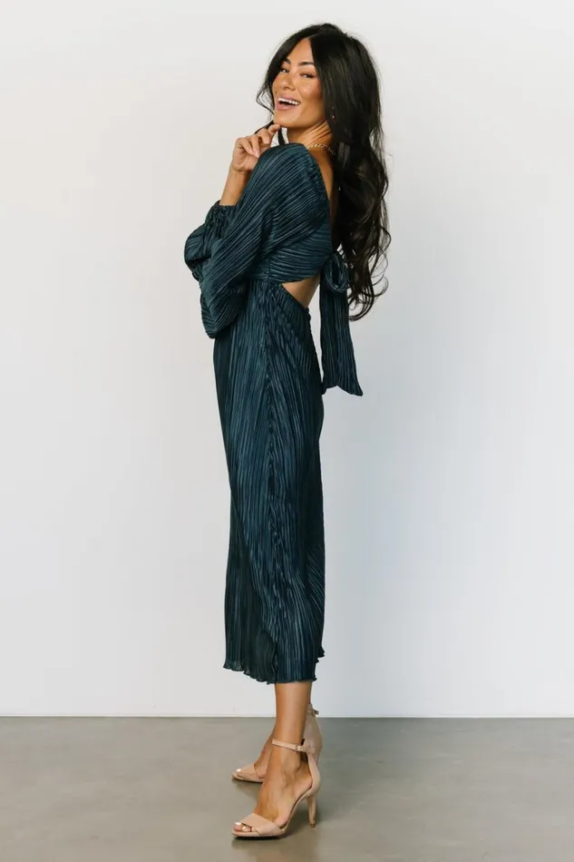Baltic Born Midi Dresses Amani Pleated Midi Dress Peacock 8211 Women Baltic Born Midi Dresses Amani Pleated Midi Dress Peacock 8211 Women